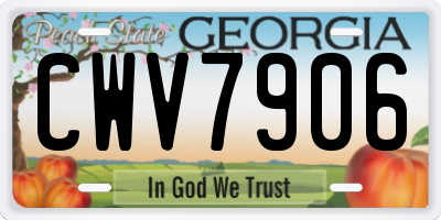 GA license plate CWV7906