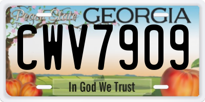 GA license plate CWV7909