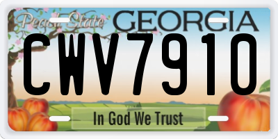 GA license plate CWV7910