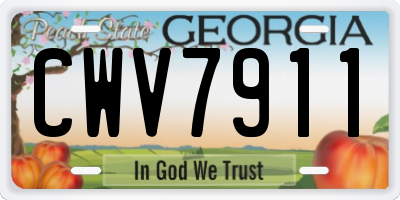 GA license plate CWV7911