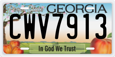 GA license plate CWV7913
