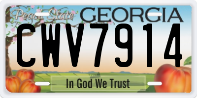 GA license plate CWV7914