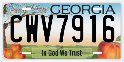 GA license plate CWV7916