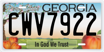 GA license plate CWV7922