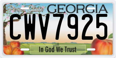 GA license plate CWV7925