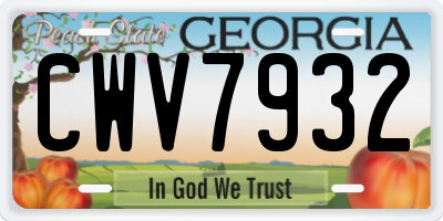 GA license plate CWV7932