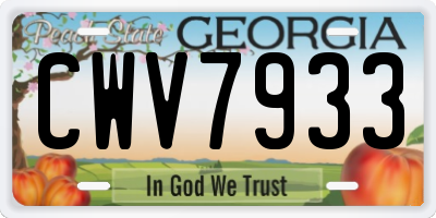 GA license plate CWV7933