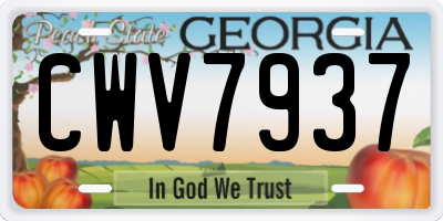 GA license plate CWV7937