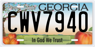 GA license plate CWV7940