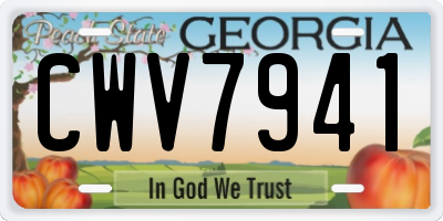 GA license plate CWV7941
