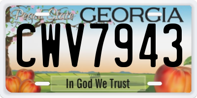 GA license plate CWV7943