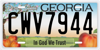 GA license plate CWV7944