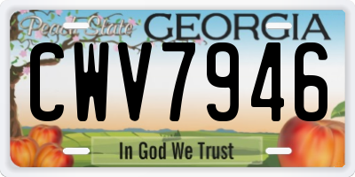 GA license plate CWV7946