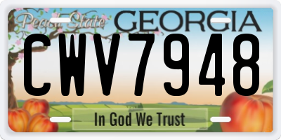 GA license plate CWV7948