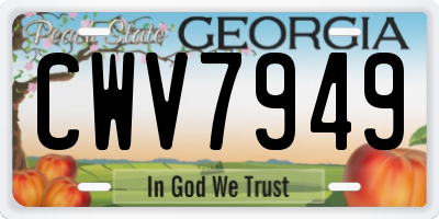 GA license plate CWV7949