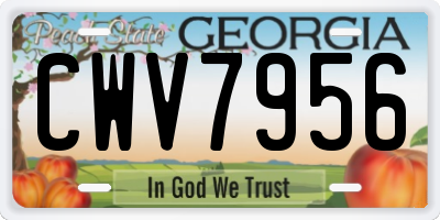 GA license plate CWV7956