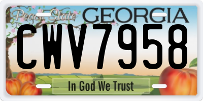 GA license plate CWV7958