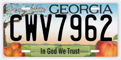 GA license plate CWV7962