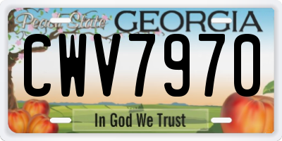 GA license plate CWV7970