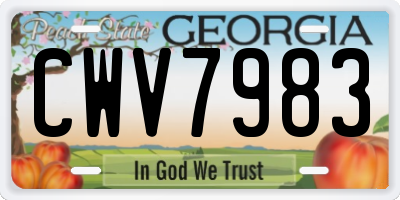 GA license plate CWV7983