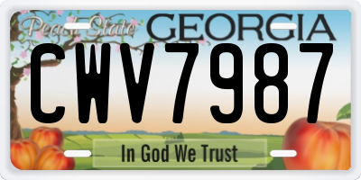 GA license plate CWV7987