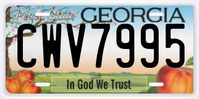 GA license plate CWV7995