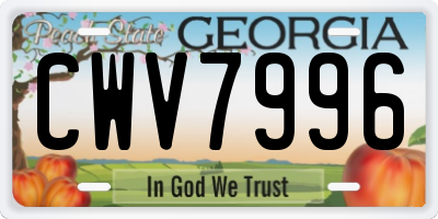GA license plate CWV7996