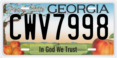 GA license plate CWV7998