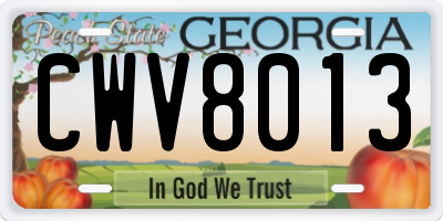 GA license plate CWV8013