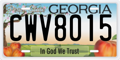 GA license plate CWV8015