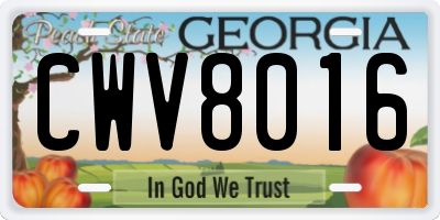 GA license plate CWV8016