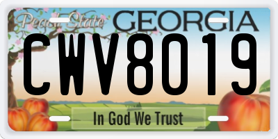 GA license plate CWV8019