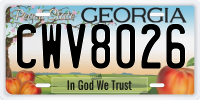 GA license plate CWV8026