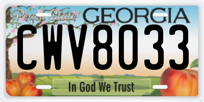GA license plate CWV8033