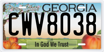 GA license plate CWV8038