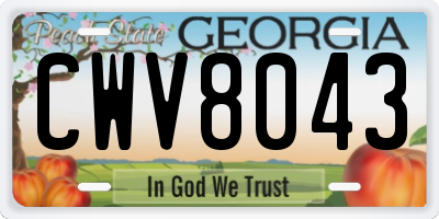 GA license plate CWV8043