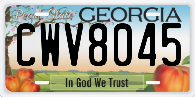 GA license plate CWV8045