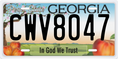 GA license plate CWV8047