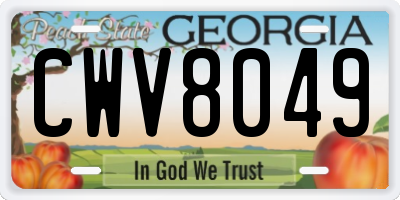GA license plate CWV8049