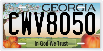 GA license plate CWV8050
