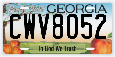 GA license plate CWV8052