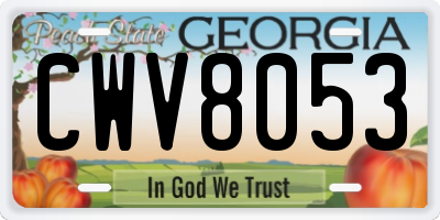 GA license plate CWV8053