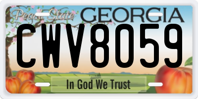 GA license plate CWV8059