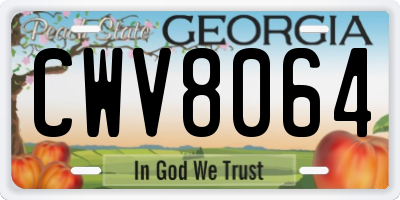 GA license plate CWV8064