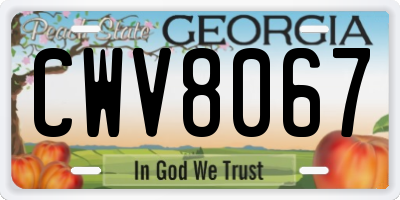 GA license plate CWV8067