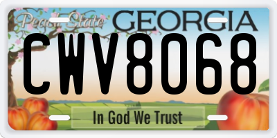 GA license plate CWV8068