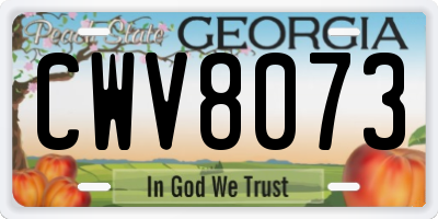 GA license plate CWV8073