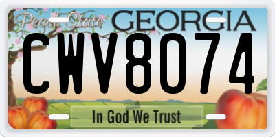 GA license plate CWV8074