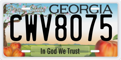 GA license plate CWV8075