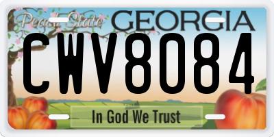 GA license plate CWV8084